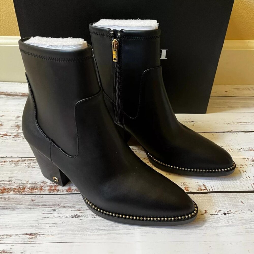 NWB Coach Pell Leather Bootie Black Size 7B